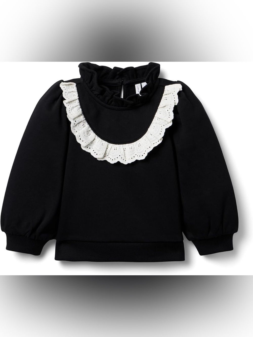 Janie and Jack Black Top with White Eyelet Bib